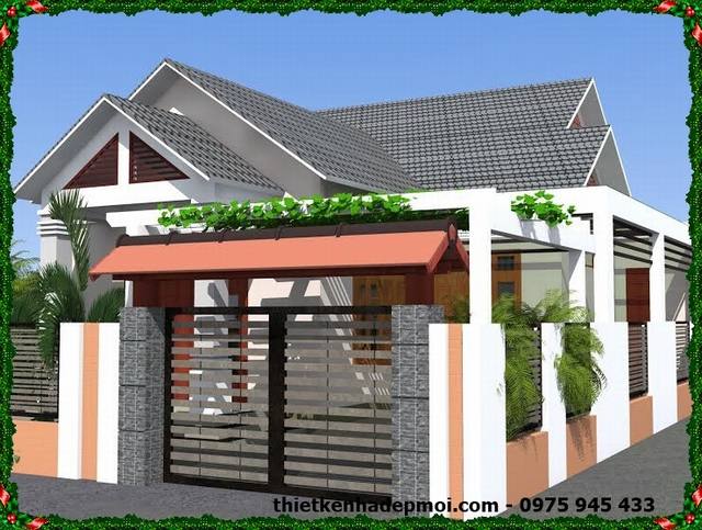 Biệt thự sân vườn 1 tầng mái thái đẹp 150m2 mặt tiền