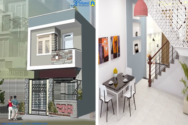 Thiết kế nhà ống 2 tầng diện tích 50m2 cực đẹp