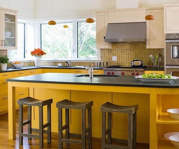 Sơn nhà màu vàng cho nội thất phòng bếp lôi cuốn