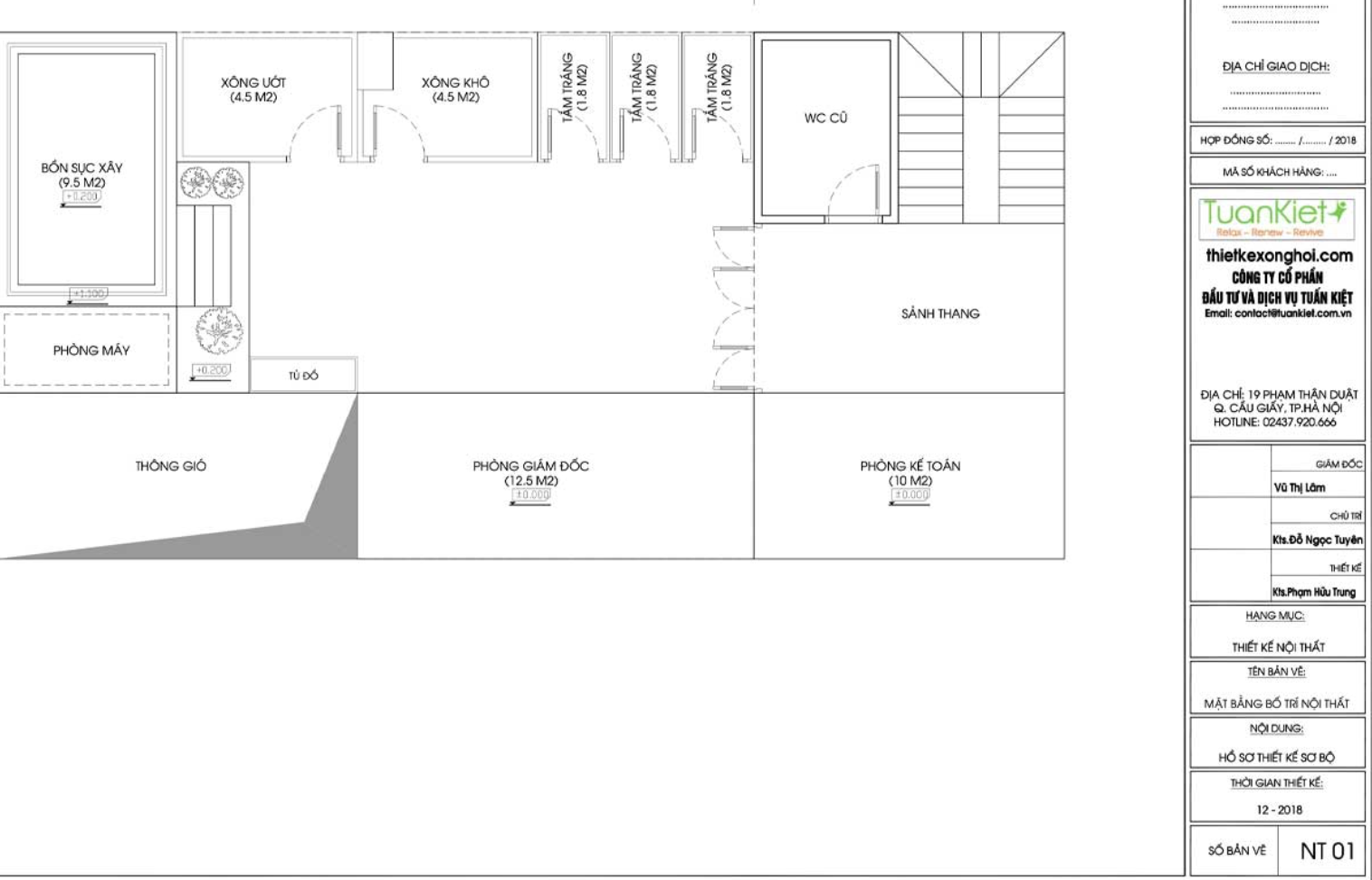 Bản thiết kế chi tiết phòng xông hơi theo yêu cầu